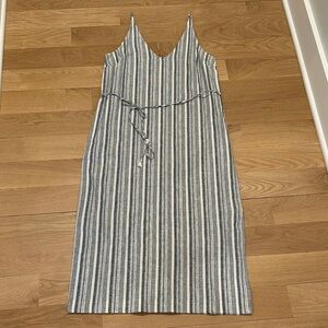 Ann Taylor Blue and White Striped Summer Midi Dress